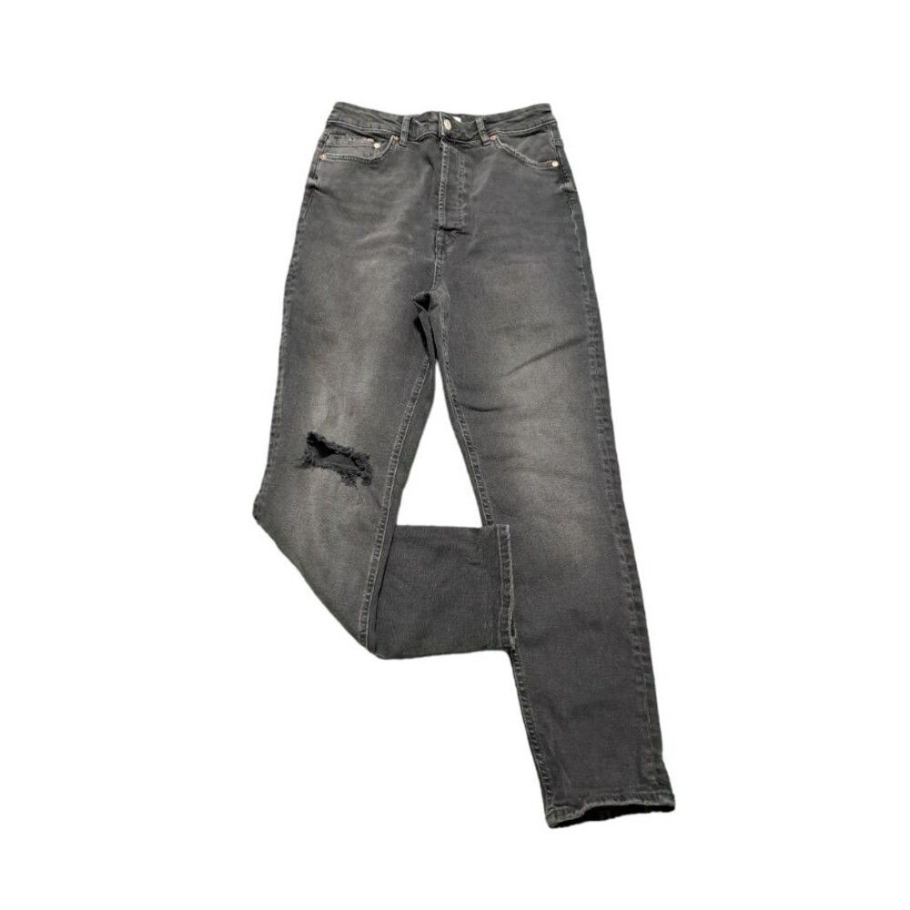 Free People We The Free Zuri Mom Jean Factory Ripped Black High Waist Denim 31